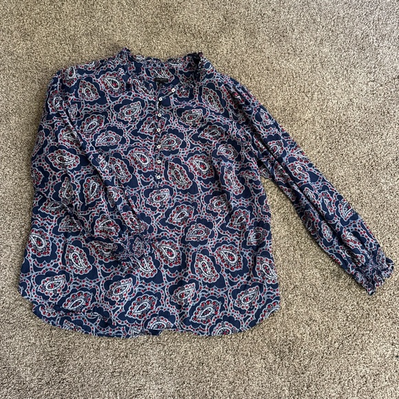 Talbots 2X Paisley Long Sleeve Blouse - Picture 1 of 8